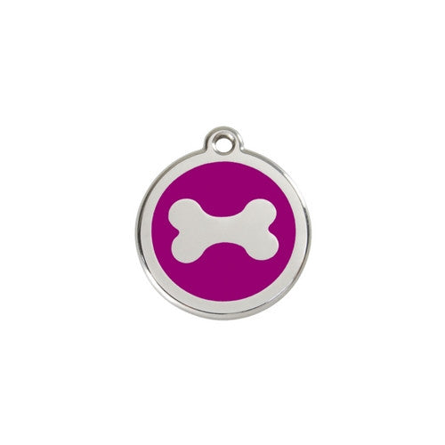 Red Dingo Bone Enamel Stainless Steel Dog ID Tag Small Purple