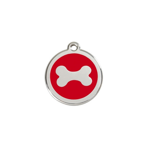 Red Dingo Bone Enamel Stainless Steel Dog ID Tag Small Red