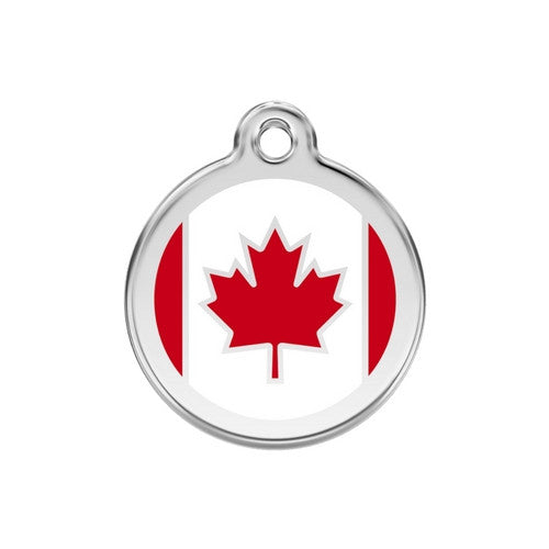 Red Dingo Enamel Stainless Steel National Flag Dog ID Tag Canada Medium
