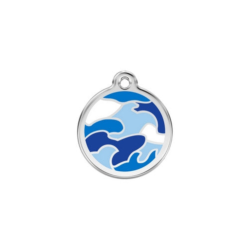 Red Dingo Camouflage Enamel Stainless Steel Dog ID Tag Small Blue