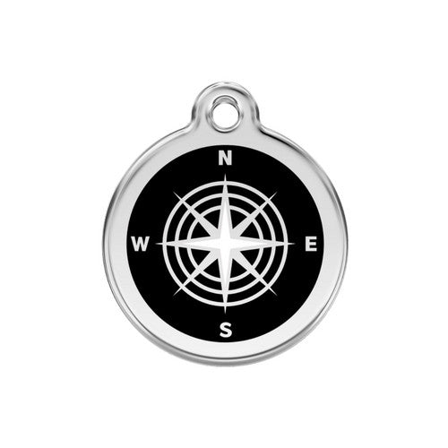 Red Dingo Compass Enamel Stainless Steel Dog ID Tag Medium
