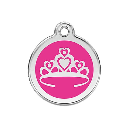 Red Dingo Crown Enamel Stainless Steel Enraged Dog ID Tag Medium Hot Pink
