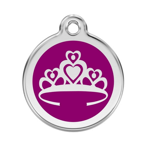 Red Dingo Crown Enamel Stainless Steel Enraged Dog ID Tag Large Purple