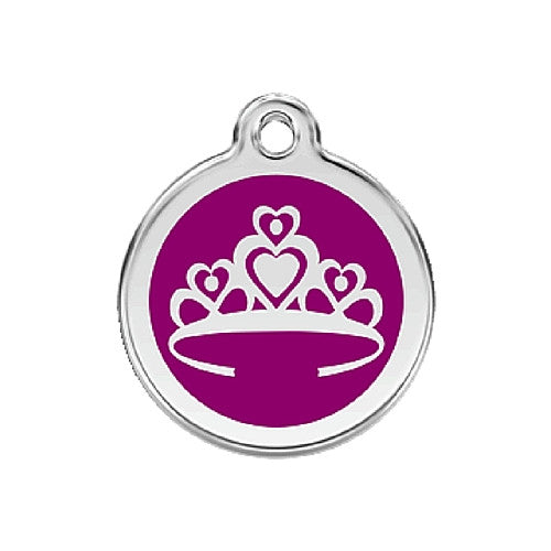 Red Dingo Crown Enamel Stainless Steel Enraged Dog ID Tag Medium Purple