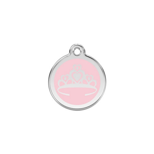 Red Dingo Crown Enamel Stainless Steel Enraged Dog ID Tag Small Pink