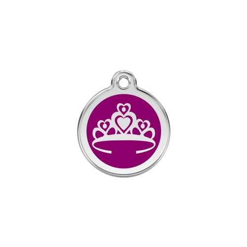 Red Dingo Crown Enamel Stainless Steel Enraged Dog ID Tag Small Purple