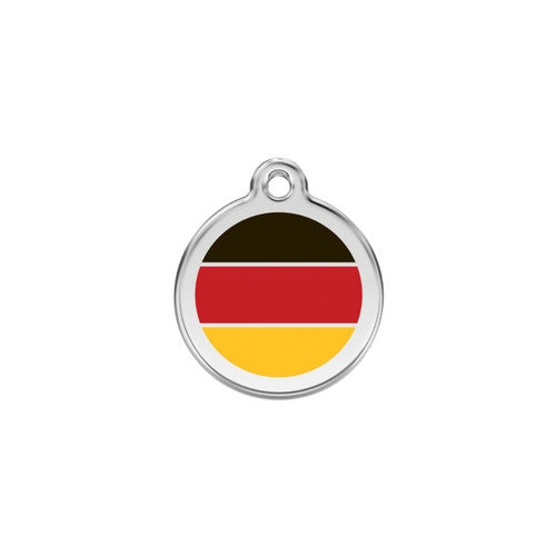 Red Dingo Enamel Stainless Steel National Flag Dog ID Tag Germany Small