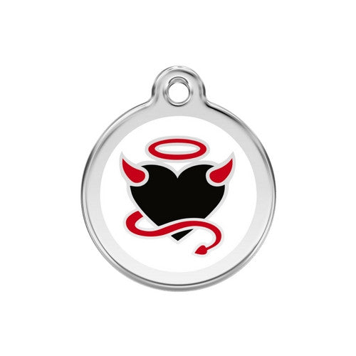 Red Dingo Devil Enamel Stainless Steel Dog ID Tag Medium