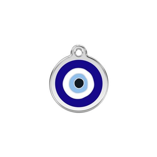 Red Dingo Evil Eye Blue Enamel Stainless Steel Dog ID Tag Small
