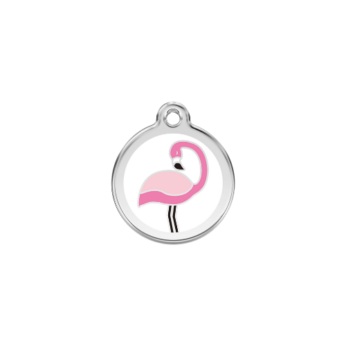 Red Dingo Flamingo Enamel Stainless Steel Dog ID Tag Size Medium