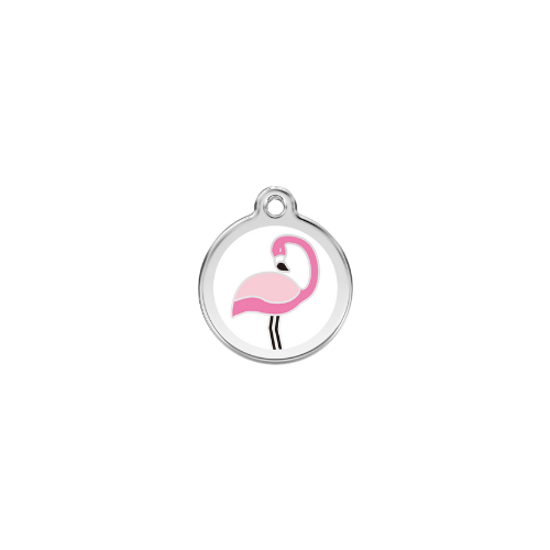 Red Dingo Flamingo Enamel Stainless Steel Dog ID Tag Size Small