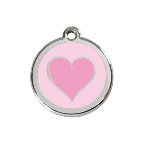 Red Dingo Heart Enamel Stainless Steel Dog ID Tag Pink/Pink Medium