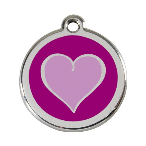 Red Dingo Heart Enamel Stainless Steel Dog ID Tag Purple / Purple Large