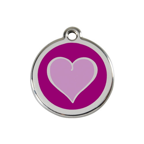 Red Dingo Heart Enamel Stainless Steel Dog ID Tag Purple / Purple Medium