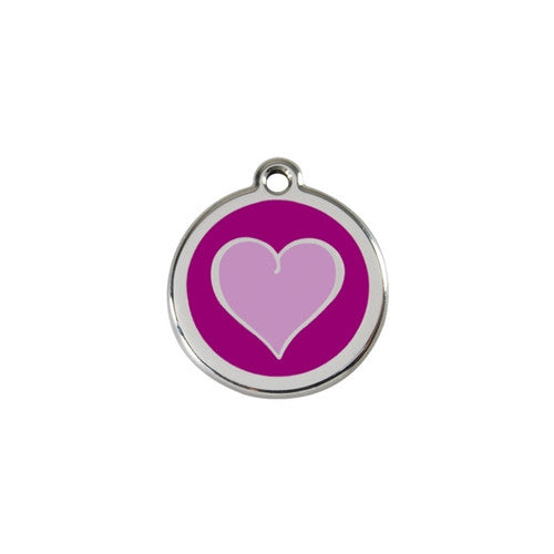 Red Dingo Heart Enamel Stainless Steel Dog ID Tag Purple / Purple Small