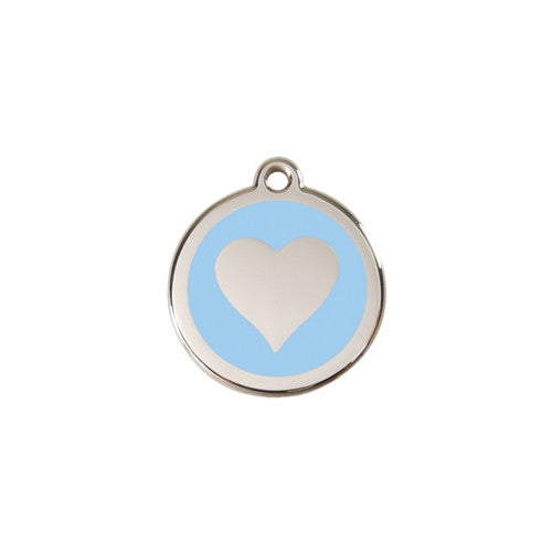 Red Dingo Heart Enamel Stainless Steel Dog ID Tag Light Blue Small