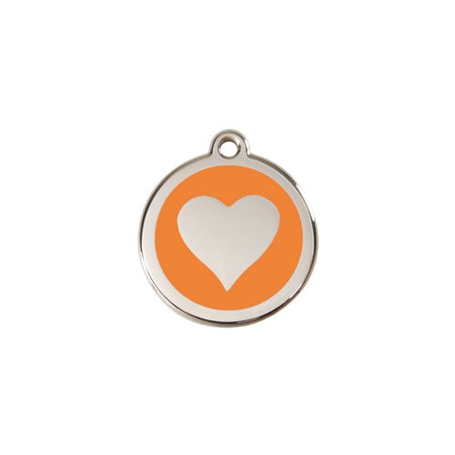 Red Dingo Heart Enamel Stainless Steel Dog ID Tag Orange Small