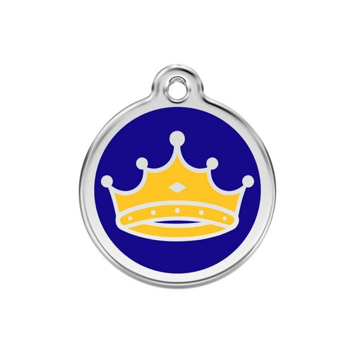 Red Dingo King Crown Enamel Stainless Steel Dog ID Tag Medium