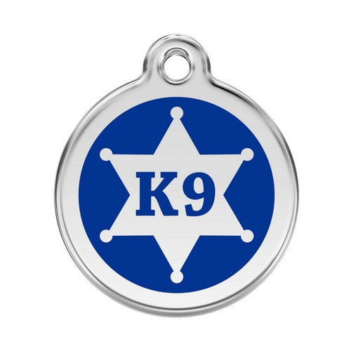 Red Dingo K9 Sheriff Enamel Stainless Steel Dog ID Tag Large
