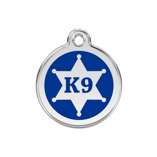 Red Dingo K9 Sheriff Enamel Stainless Steel Dog ID Tag Medium