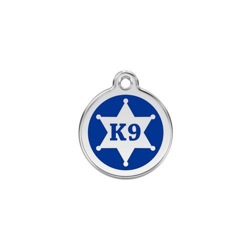 Red Dingo K9 Sheriff Enamel Stainless Steel Dog ID Tag Small