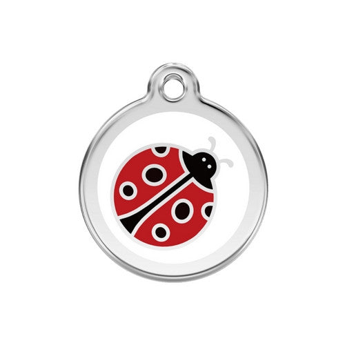 Red Dingo Ladybug Enamel Stainless Steel Dog ID Tag Medium