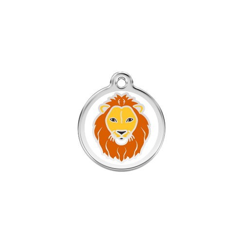 Red Dingo Lion Enamel Stainless Steel Dog ID Tag Size Medium