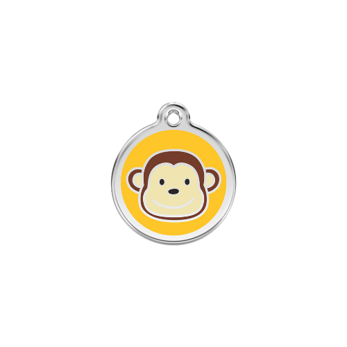 Red Dingo Monkey Enamel Stainless Steel Dog ID Tag Size Medium