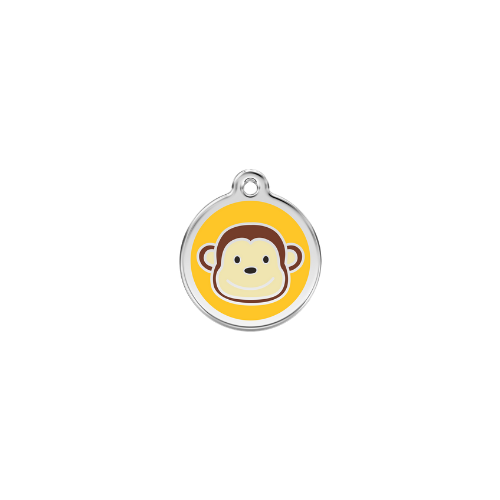 Red Dingo Monkey Enamel Stainless Steel Dog ID Tag Size Small