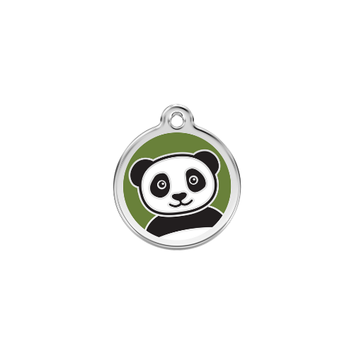Red Dingo Panda Enamel Stainless Steel Dog ID Tag Size Large