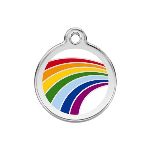 Red Dingo Rainbow Pride Enamel Stainless Steel Dog ID Tag Medium