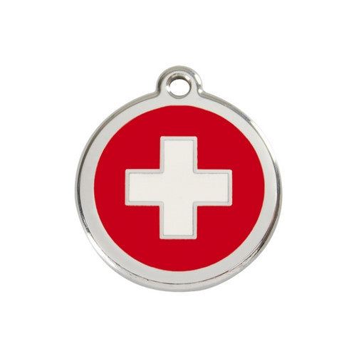 Red Dingo Enamel Stainless Steel National Flag Dog ID Tag Switzerland Medium