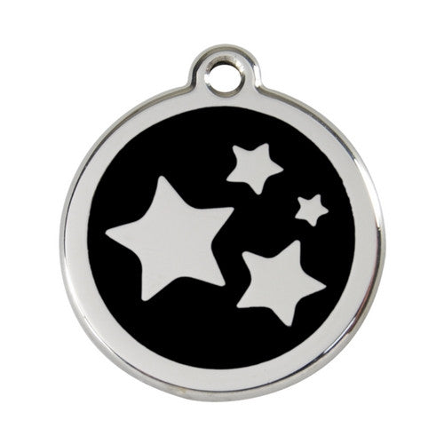 Red Dingo Stars Enamel Stainless Steel Dog ID Tag Black Large