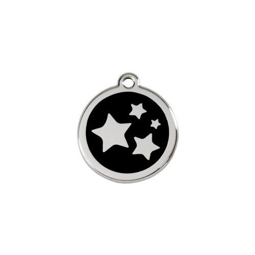 Red Dingo Stars Enamel Stainless Steel Dog ID Tag Black Small