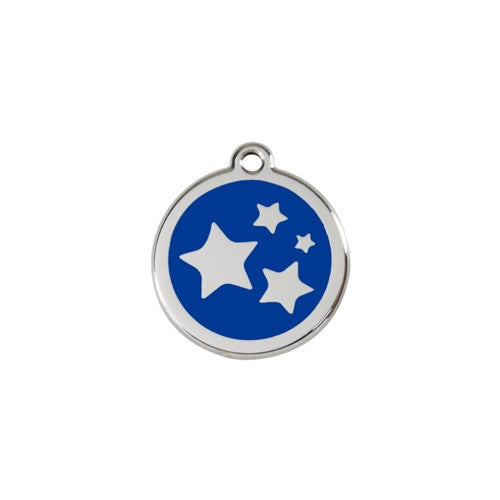 Red Dingo Stars Enamel Stainless Steel Dog ID Tag Dark Blue Small