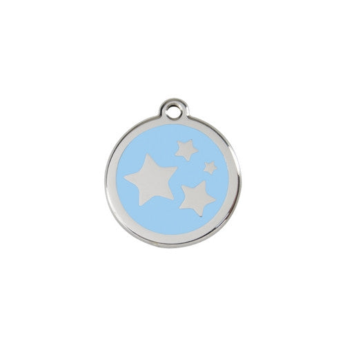 Red Dingo Stars Enamel Stainless Steel Dog ID Tag Light Blue Small