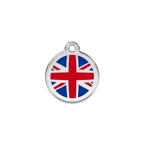 Red Dingo Enamel Stainless Steel National Flag Dog ID Tag United Kingdom Small