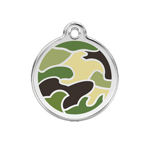 Red Dingo Camouflage Enamel Stainless Steel Dog ID Tag Medium Green
