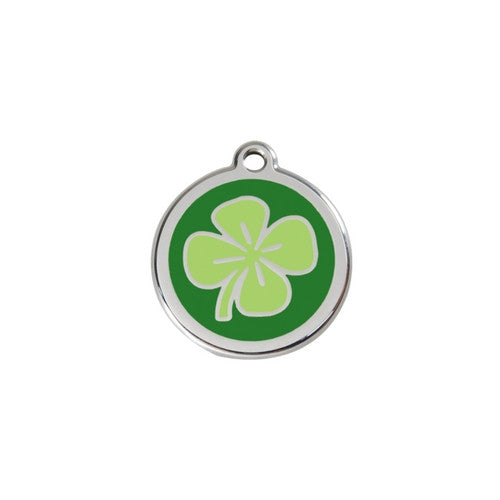 Red Dingo Lucky Clover Enamel Stainless Steel Dog ID Tag Small