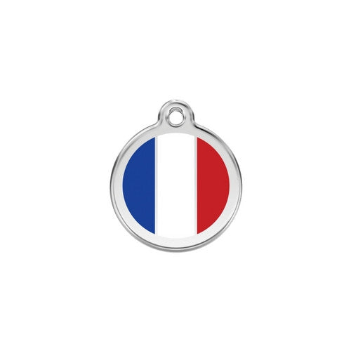 Red Dingo Enamel Stainless Steel National Flag Dog ID Tag France Small
