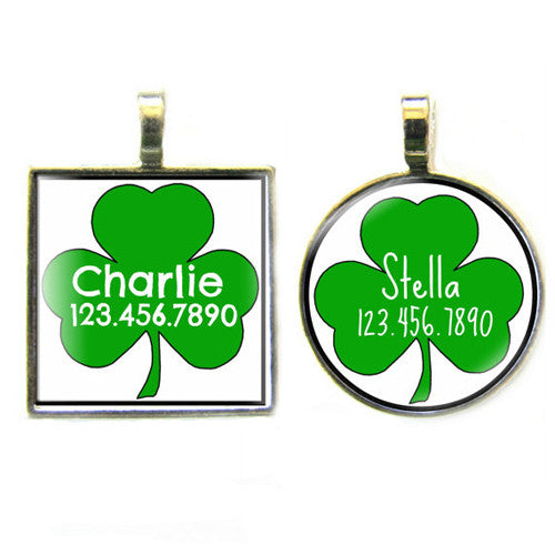 Sofa City Sweethearts Shamrock Resin Art Dog ID Tag