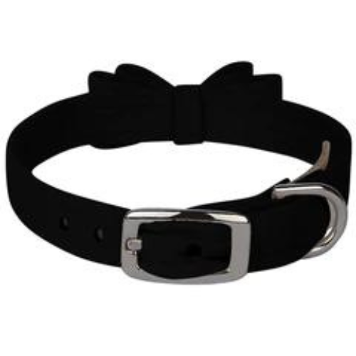 Susan Lanci Designs Big Bow Crystal Dog Collar — Black Buckle View