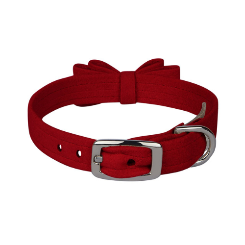 Susan Lanci Designs Big Bow Crystal Dog Collar — Red Buckle View