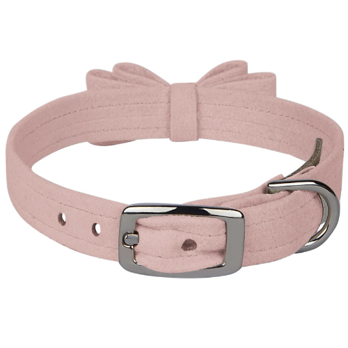Susan Lanci Designs Big Bow Crystal Dog Collar — Rosewood Buckle View