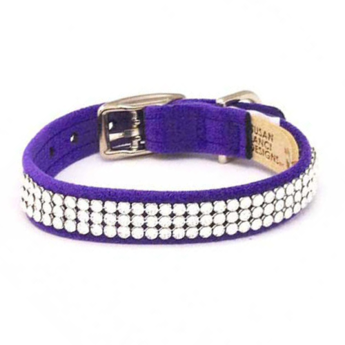 Susan Lanci Designs Ultrasuede Giltmore 3 Row Crystal Collar — Violet