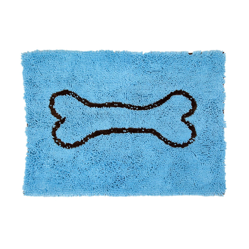 Soggy Doggy Super-Absorbent Microfiber Chenille Bone Doormat Blue