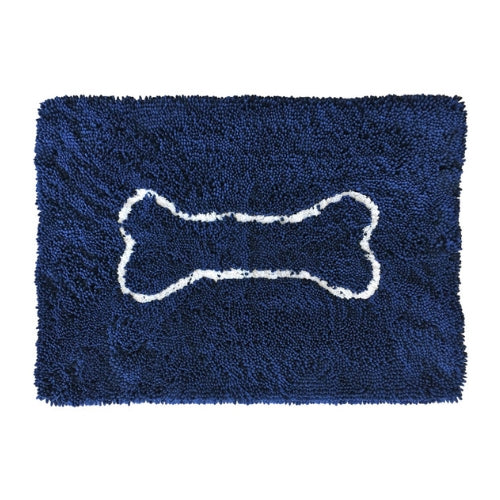 Soggy Doggy Super-Absorbent Microfiber Chenille Doormat Navy with White Bone