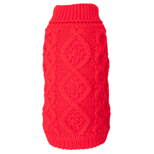The Worthy Dog Chunky Knit Turtleneck Acrylic Knit Dog Sweater — Red