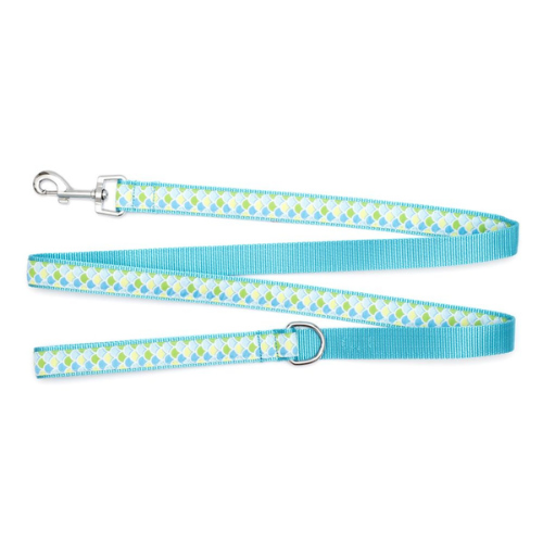 The Worthy Dog Mermaid Scales Ribbon Nylon Webbing Matching Lead — Blue