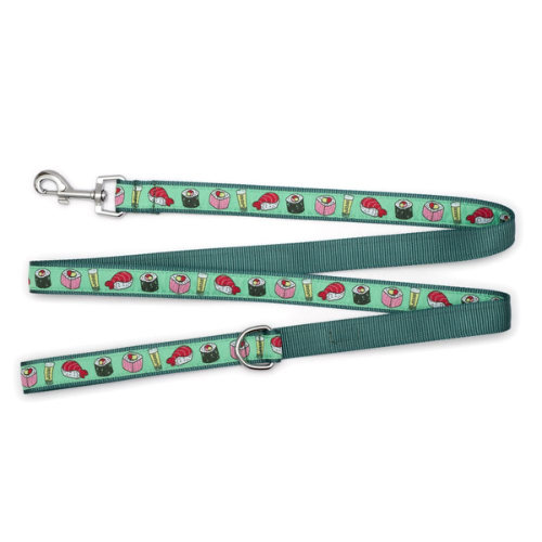 The Worthy Dog Foodie Sushi Ribbon Nylon Webbing Matching Lead